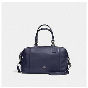 Coach Lenox Pebbled Leather Satchel,  Midnight NWT